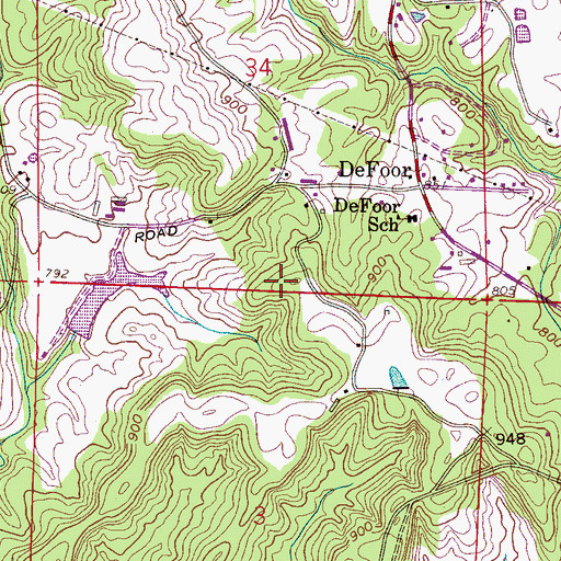 Topographic Map of League School (historical), AL