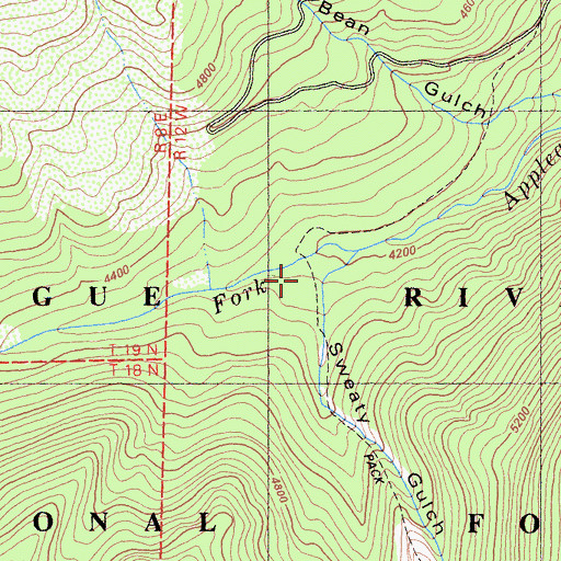 Topographic Map of Sweaty Gulch, CA