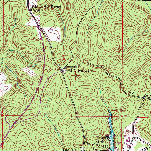 Topographic Map of Mount Olive School (historical), AL