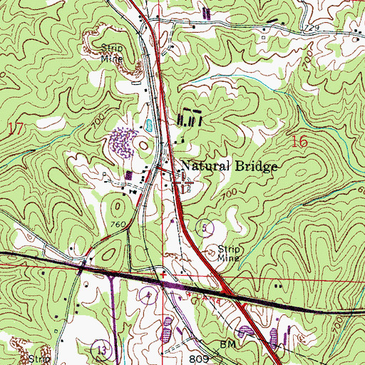Topographic Map of Natural Bridge School (historical), AL