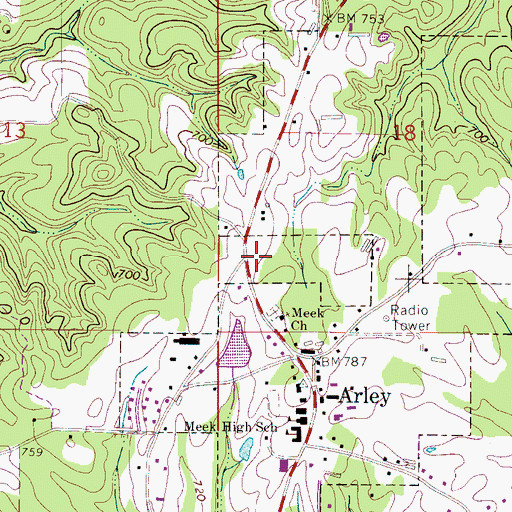 Topographic Map of Old Union School (historical), AL