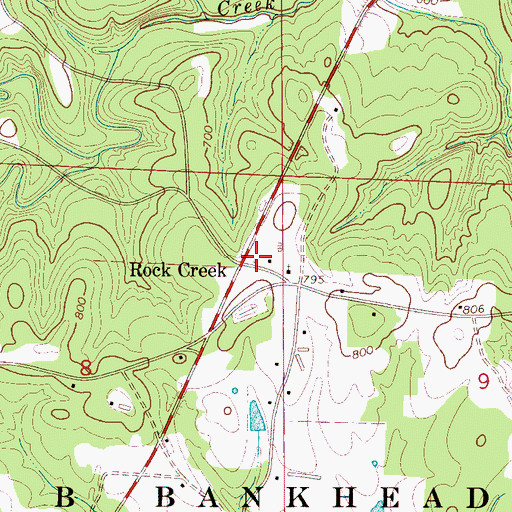 Topographic Map of Rock Creek School (historical), AL