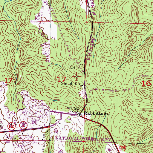 Topographic Map of Shiloh School (historical), AL