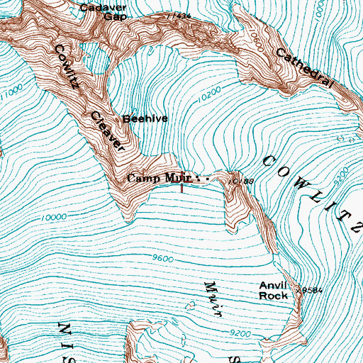 Topographic Map of Camp Muir Saddle, WA