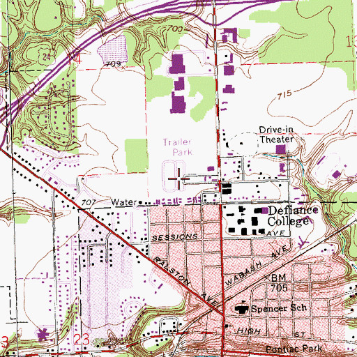 Topographic Map of North Town Estates, OH