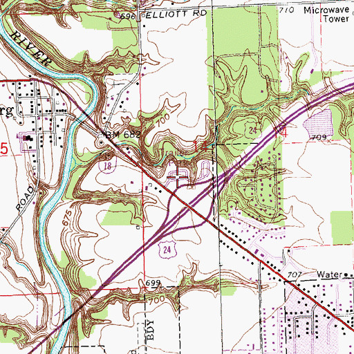 Topographic Map of Cooks Rolling Hills, OH