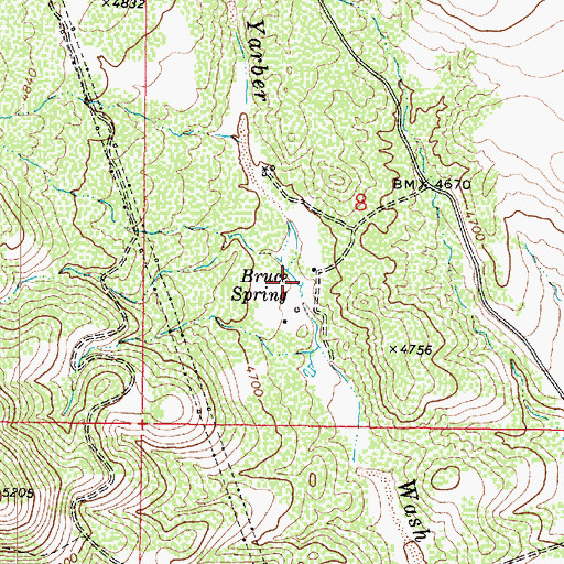 Topographic Map of Bruce Spring, AZ