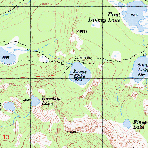 Topographic Map of Swede Lake, CA