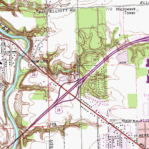 Topographic Map of Millers Rolling Hills Estates, OH