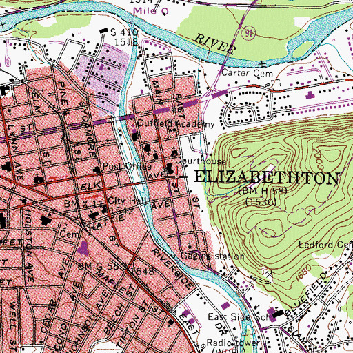 Topographic Map of Cat Island, TN