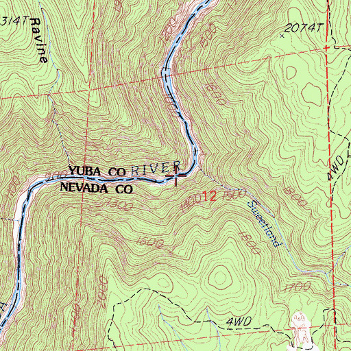Topographic Map of Sweetland Creek, CA