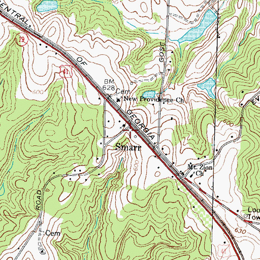 Topographic Map of Central Georgia Technical College - Monroe County Center, GA