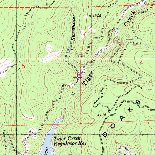 Topographic Map of Sweetwater Creek, CA