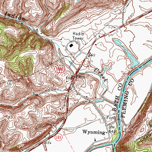 Topographic Map of Allen Cemetery, KY