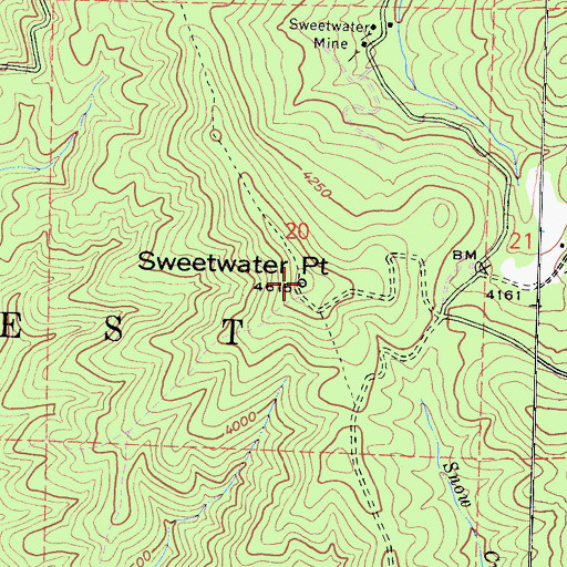 Topographic Map of Sweetwater Point, CA