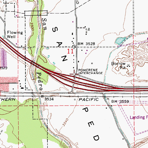 Topographic Map of Pomerene Interchange, AZ