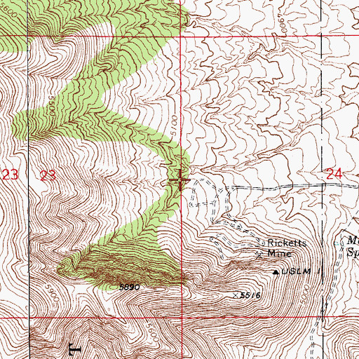 Topographic Map of Ricketts Well, AZ