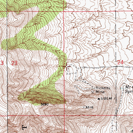 Topographic Map of Ricketts Storage, AZ