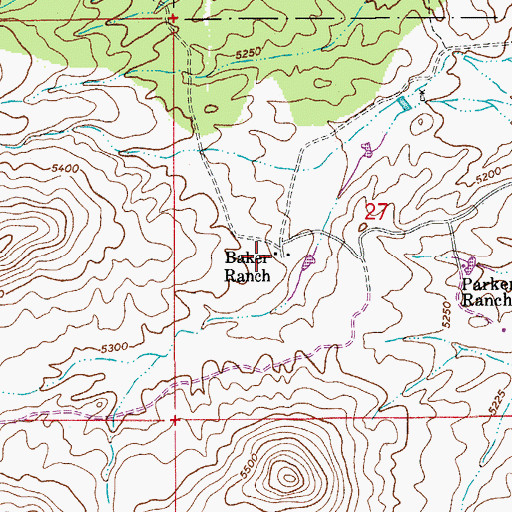 Topographic Map of Baker Ranch, AZ