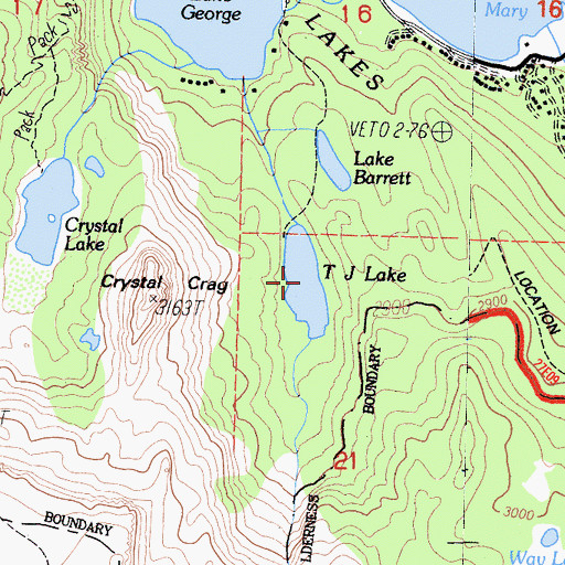 Topographic Map of T J Lake, CA