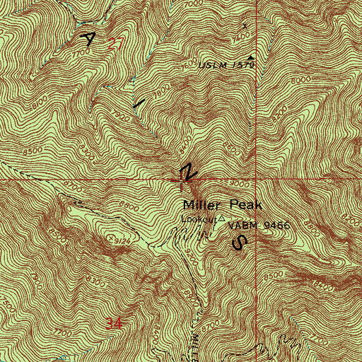 Topographic Map of Miller Spring, AZ