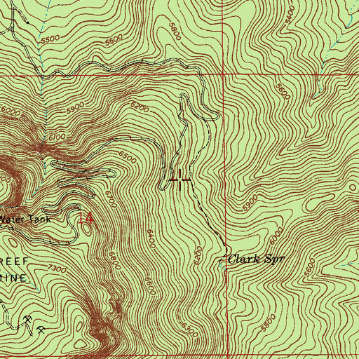 Topographic Map of Clark Spring Trail, AZ