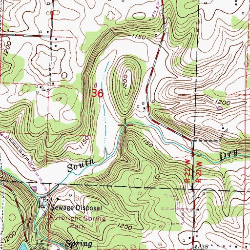 Topographic Map of Lost Hill Natural Arch, MO