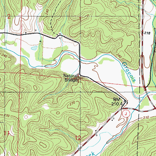 Topographic Map of Gravois Mills Natural Bridge, MO
