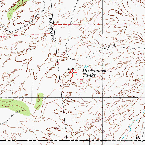Topographic Map of Piedra Gosa Tank Number Two, AZ