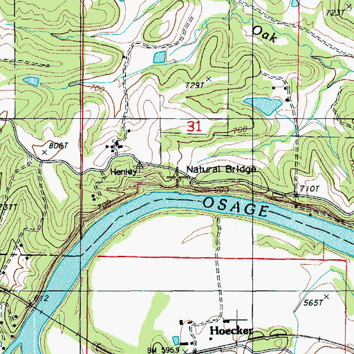 Topographic Map of Henley Natural Arch, MO