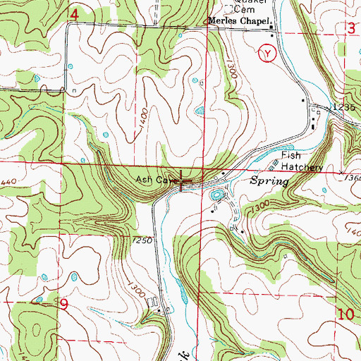 Topographic Map of Ash Cave Natural Arch, MO