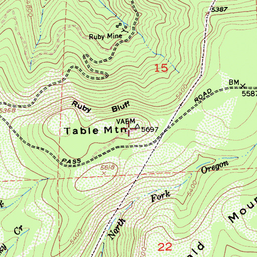 Topographic Map of Table Mountain, CA