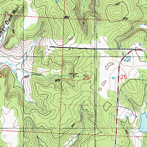 Topographic Map of Haynie Branch Natural Bridges, MO