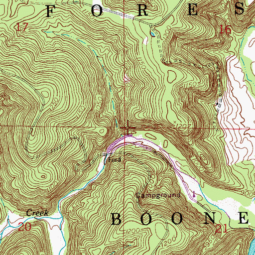 Topographic Map of Paddy Creek Natural Arch, MO