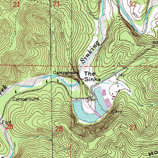 Topographic Map of The Emerald Grotto, MO