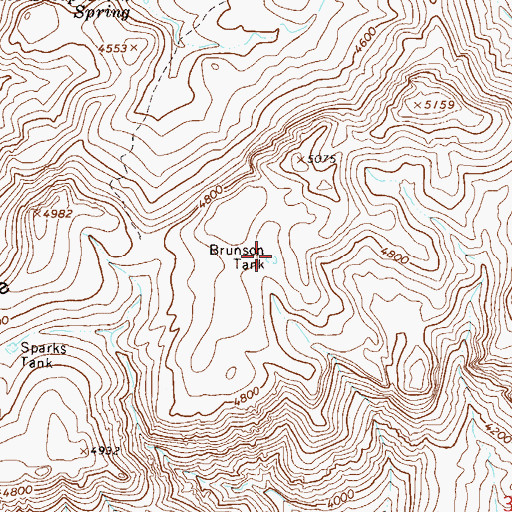 Topographic Map of Brunson Tank, AZ