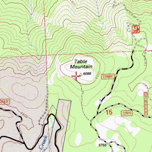 Topographic Map of Table Mountain, CA