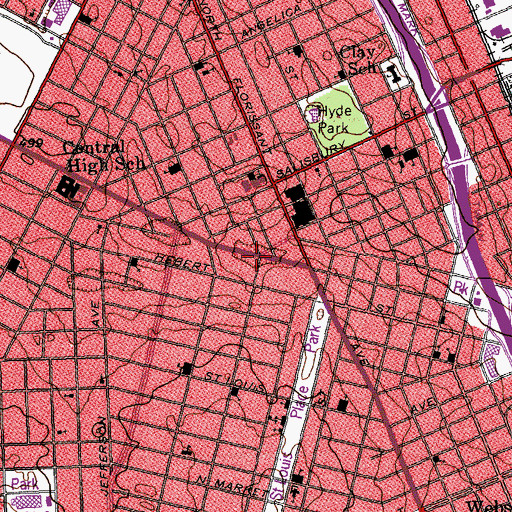 Topographic Map of Namesake Natural Bridge (historical), MO