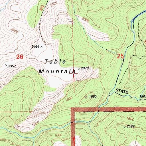 Topographic Map of Table Mountain, CA