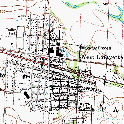 Topographic Map of Village Court, OH