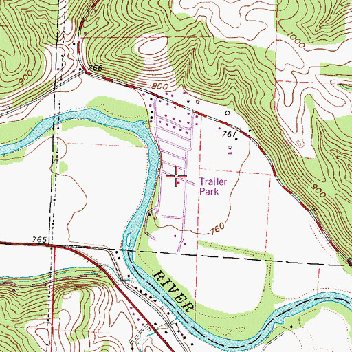 Topographic Map of Dickerson Mobile Home Park, OH