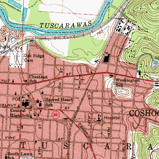 Topographic Map of Chestnut Trailer Court, OH
