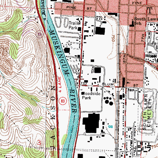 Topographic Map of Clover Trailer Park, OH