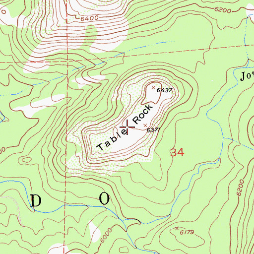 Topographic Map of Table Rock, CA