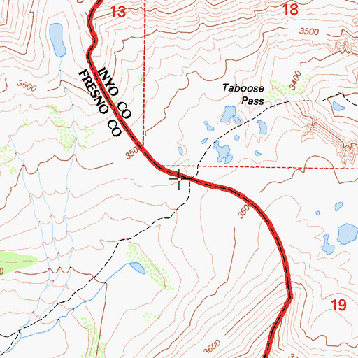 Topographic Map of Taboose Pass, CA