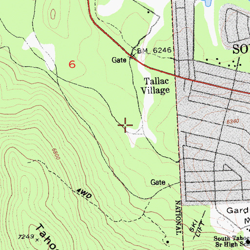 Topographic Map of Tahoe Mountain Group Campground, CA