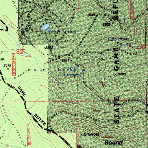 Topographic Map of Tail Holt Spring, CA