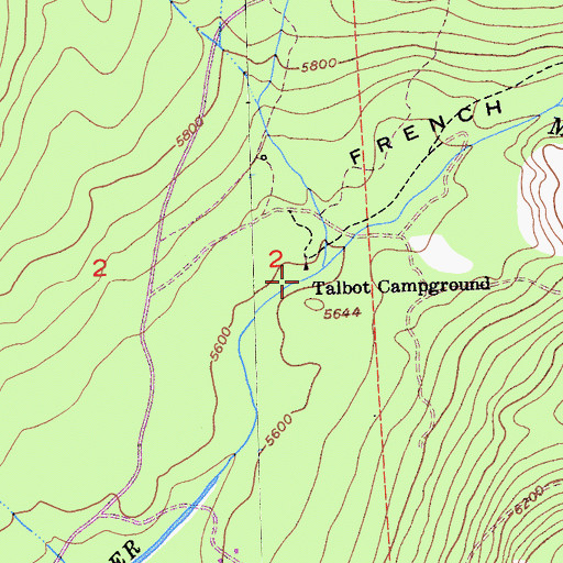 Topographic Map of Talbot Campground, CA