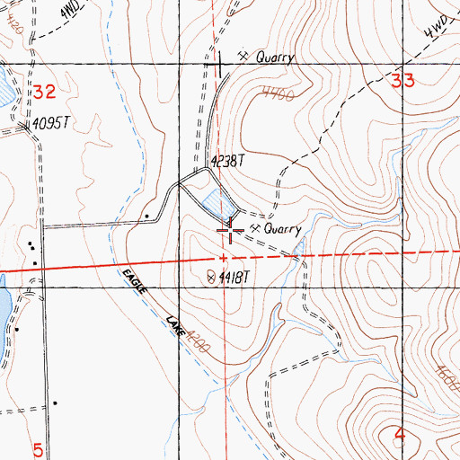 Topographic Map of Miller Quarry, CA