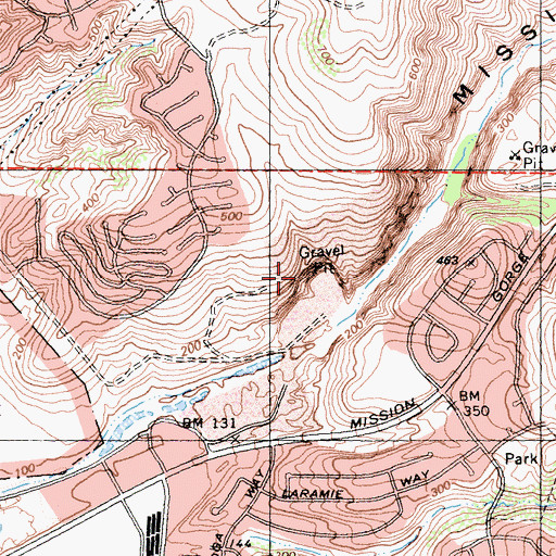 Topographic Map of Mission Gorge Quarry, CA